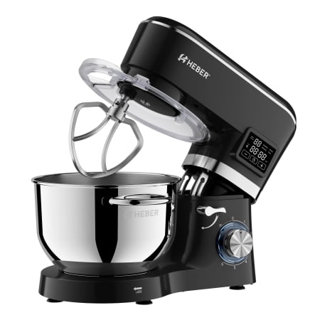 Mixer cu bol din inox Heber® HBR-1503N, 2000 W, Afisaj Digital, Timer, Bol 6.2 L inox, 6 Viteze, Functie Pulse, Miscare eliptica, Negru [3]