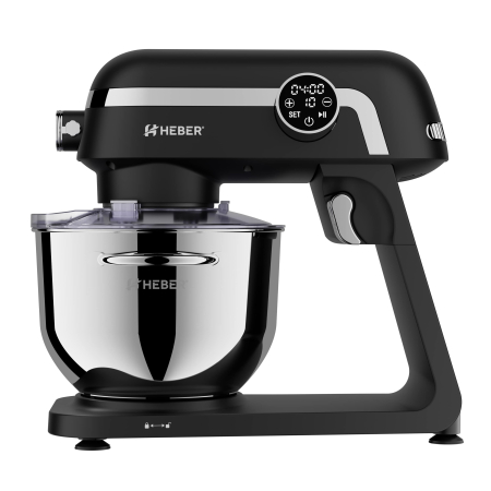 Mixer cu bol din inox Heber® HBR-1512N, 1800W, Carcasa metalica, 10 Viteze, Functie Pulse, Oprire automata, Miscare eliptica, Ecran digital tactil, Bol de 6L din Inox, 3 accesorii incluse Negru [5]