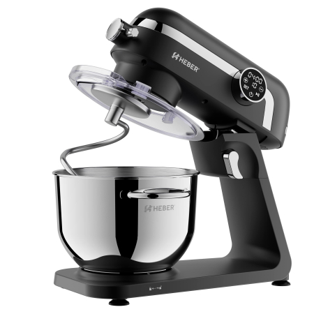 Mixer cu bol din inox Heber® HBR-1512N, 1800W, Carcasa metalica, 10 Viteze, Functie Pulse, Oprire automata, Miscare eliptica, Ecran digital tactil, Bol de 6L din Inox, 3 accesorii incluse Negru [3]