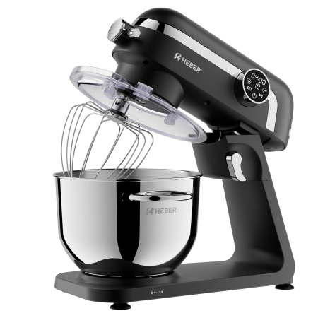 Mixer cu bol din inox Heber® HBR-1512N, 1800W, Carcasa metalica, 10 Viteze, Functie Pulse, Oprire automata, Miscare eliptica, Ecran digital tactil, Bol de 6L din Inox, 3 accesorii incluse Negru [4]