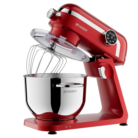 Mixer cu bol din inox Heber® HBR-1512R, 1800W, Carcasa metalica, 10 Viteze, Functie Pulse, Oprire automata, Miscare eliptica, Ecran digital tactil, Bol de 6L din Inox, 3 accesorii incluse ROSU [4]