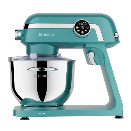 Mixer cu bol din inox Heber® HBR-1512V, 1800W, Carcasa metalica, 10 Viteze, Functie Pulse, Oprire automata, Miscare eliptica, Ecran digital tactil, Bol de 6L din Inox, 3 accesorii incluse Turcoaz [5]