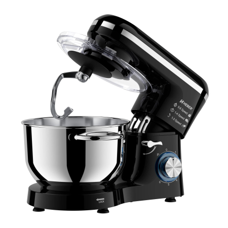 Mixer cu bol din inox Heber® HBR-1518N, 1500 W, Bol 6.2 L inox, 6 Viteze, Functie Pulse, Miscare eliptica, Negru [3]