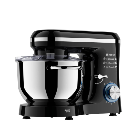Mixer cu bol din inox Heber® HBR-1518N, 1500 W, Bol 6.2 L inox, 6 Viteze, Functie Pulse, Miscare eliptica, Negru [5]