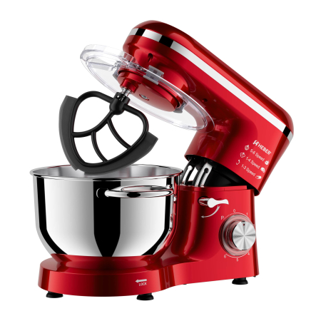 Mixer cu bol din inox Heber® HBR-1518R, 1500 W, Bol 6.2 L inox, 6 Viteze, Functie Pulse, Miscare eliptica, Rosu [2]