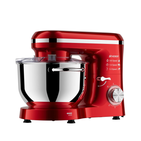 Mixer cu bol din inox Heber® HBR-1518R, 1500 W, Bol 6.2 L inox, 6 Viteze, Functie Pulse, Miscare eliptica, Rosu [5]