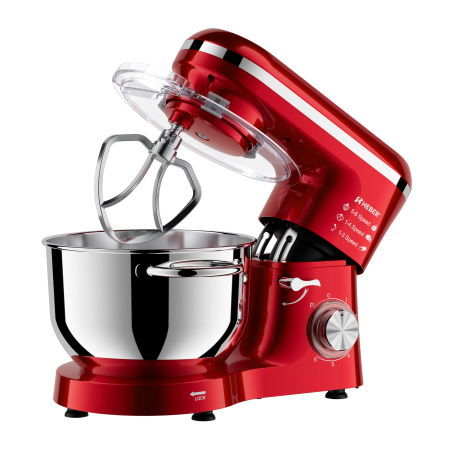 Mixer cu bol din inox Heber® HBR-1518R, 1500 W, Bol 6.2 L inox, 6 Viteze, Functie Pulse, Miscare eliptica, Rosu [1]