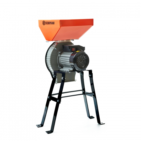 Moara electrica cu suport din metal pentru cereale si stiuleti (2 in 1), SCHUMANN®, Cuva Mare, motor 3,9 kw (100% cupru), 3000 rpm, 300 kg/h, 4 site de rezerva, 20 ciocanele [3]