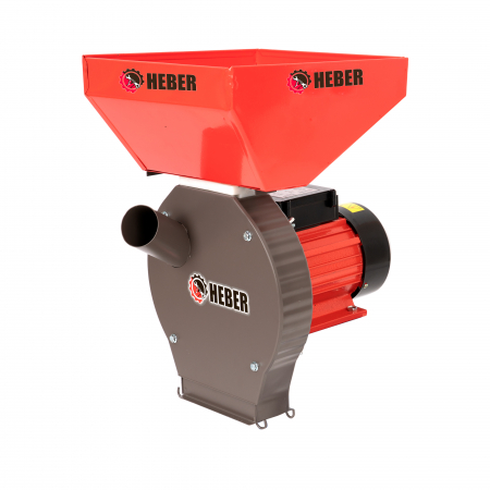 Moara electrica Heber®, 3.8 kw 3000 rpm motor 100% cupru, 300 kg/ora, cuva mare, 20 de ciocanele pentru cereale si stiuleti + sac, surubelnita, perie [2]
