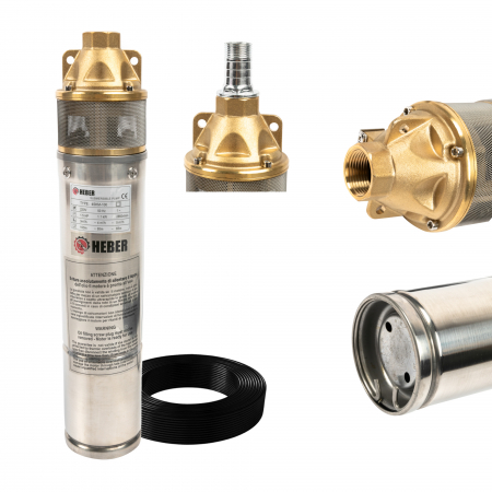 Pompa apa submersibila Heber® 4SKM-100, motor 1.1 kw, 3200l/h, inaltime refulare 70m [1]