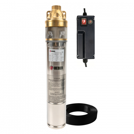 Pompe submersibile - Pompa apa submersibila Heber® 4SKM-150, motor 1.2 kw, 3200l/h, cu panou de control, inaltime refulare 70m