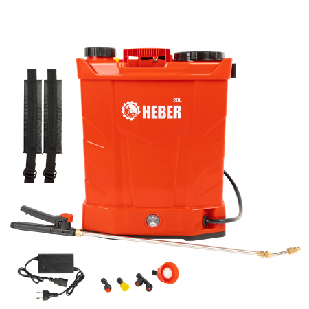 Pompa de stropit electrica, 20 litri, Heber®, regulator de presiune, 6 bari, cu acumulator, 5 duze incluse [3]