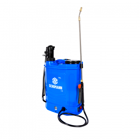 Pompa de stropit electrica + manuala 2 in 1, Schumann®, 16 L, acumulator, 6 BAR, regulator, 5 duze de stropire incluse [3]
