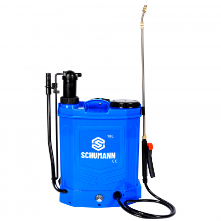 Pompa de stropit electrica + manuala 2 in 1, Schumann®, 16 L, acumulator, 6 BAR, regulator, 5 duze de stropire incluse [2]