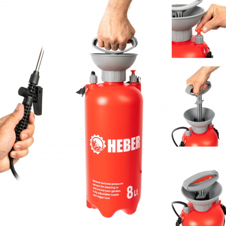Pompe de stropit - Pompa de stropit manuala, 8 litri, Heber®, duze incluse