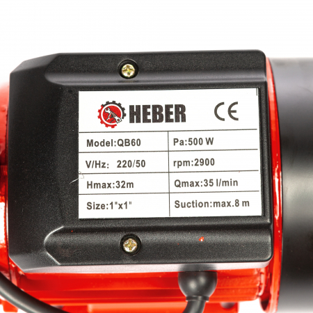 Pompa de suprafata, Heber®, QB60, putere 370W, debit 40L/min, H 20 m, corp din fonta [8]
