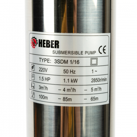 Pompa submersibila multietajata, de mare adancime Heber®, cu 16 turbine, 1100W, debit maxim 5000l/ora, diametru 80 mm [3]