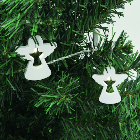Ghirlandă cu LED-uri şi baterii, decor înger, 20 LED alb cald [0]
