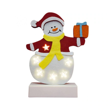 Decor pentru masă cu LED, pâslă, om de zăpadă cu cadou, 4,5V [1]