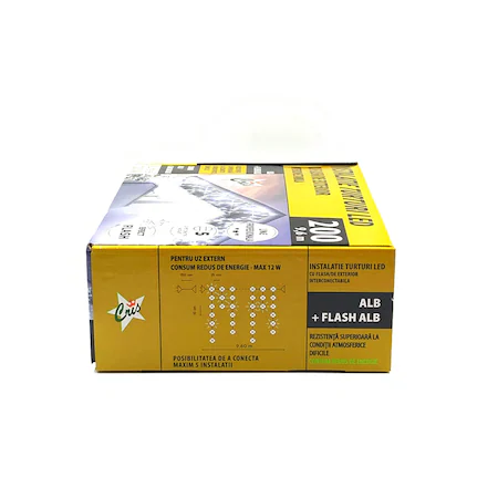 INSTALATIE TURTURI 200LED, L=9,6 M, FLASH , CABLU GROS ALB CALD , INTERCONECTABILA, EXTERIOR, ALB RECE [1]