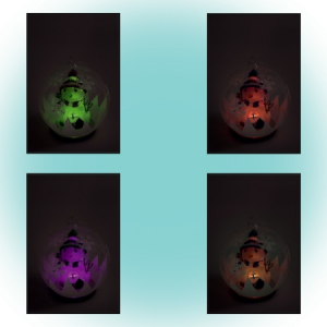 Glob din sticla cu LED si figurina, rosu [1]