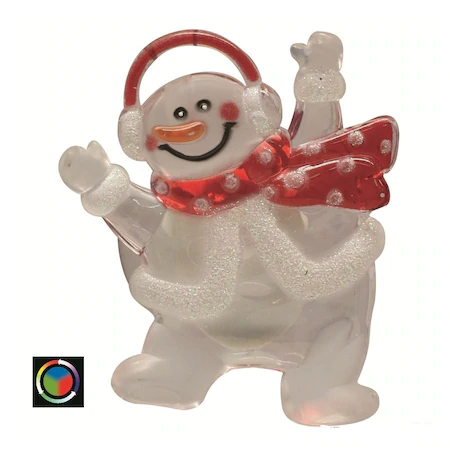 Decoratiuni de Craciun - Decor pentru fereastră cu LED, om de zăpadă, cu ventuză, 3V