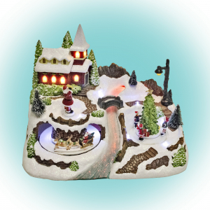 Sceneta Craciun, parau, sanie, copii [2]