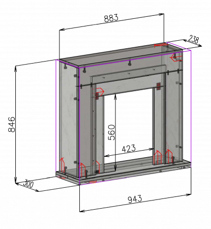 Semineu electric  Agnes alb & Galileo gold, Dimensiuni (I*L*A) :850*880*300 mm, 2000W, 2 trepte de putere, Telecomanda [2]