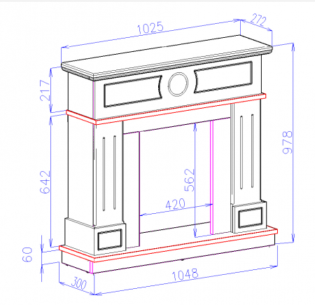 Semineu electric Ambasador maro & Cristina, Dimensiuni (I*L*A) :978*1048*300 mm, Efect 3D, 2000W, Telecomanda [3]