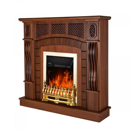 Semineu electric Amsterdam & Galileo gold, Dimensiuni (I*L*A) :1100*1150*300 mm, Telecomanda, 2 trepte de putere, Efect 3 D [0]