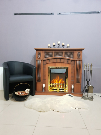 Semineu electric Amsterdam & Galileo gold, Dimensiuni (I*L*A) :1100*1150*300 mm, Telecomanda, 2 trepte de putere, Efect 3 D [2]