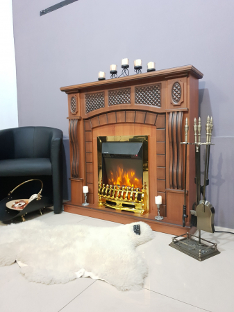 Semineu electric Amsterdam & Galileo gold, Dimensiuni (I*L*A) :1100*1150*300 mm, Telecomanda, 2 trepte de putere, Efect 3 D [3]