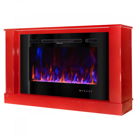 Semineu electric Bernard Red mini & Adeli, Dimensiuni (IxLxA) 725x1215x300 mm, Efect 3D, Telecomanda, Flacara multicolora [0]