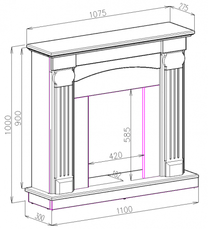 Semineu electric Calisto & Meridian, Dimensiuni (I*L*A) :1000*1100*330 mm, Telecomanda, Efect 3D [2]
