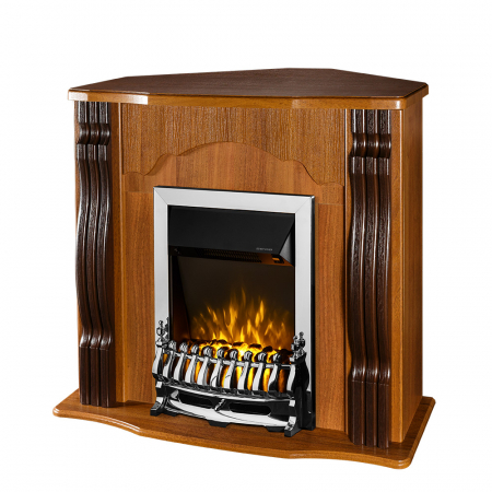 Semineu electric Clasic de colt maro & Galileo Silver, Dimensiuni (IxLxA) 882x950x300, Telecomanda, 2 trepte de putere [0]