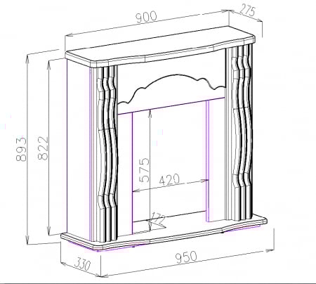 Semineu electric Clasic maro & Galileo silver, Dimensiuni (I*L*A) :893*950*330 mm [2]