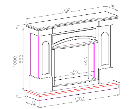 Semineu electric Franco & Zakinthos 1000X1300X330 mm, Efect 3D, 1500W, Telecomanda [4]
