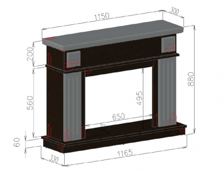 Semineu electric Marina maxi & Zakynthos, Dimensiuni (IxLxA) 880x1165x330 mm, Telecomanda, Efect 3D [4]