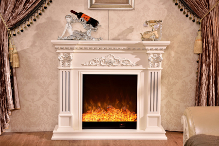 Seminee electrice - Semineu electric Premium MARSEILLES mini alb, 1500 W, (IxLxA): 1020*1200*330 mm, efect 3D, telecomanda