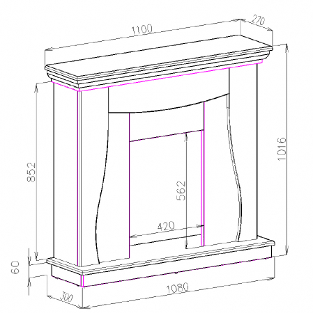 Semineu electric Napoli alb & Cristina, Dimensiuni 1016x1100x300 mm, 2000 W, Telecomanda, efect 3D [3]