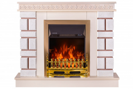 Semineu electric Nazarii mini Jasmine & Galileo gold, Dimensiuni (I*L*A) 860*1080*245 mm, Telecomanda, 2 trepte de putere, Efect 3D [1]