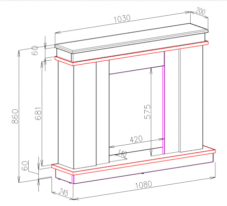 Semineu electric Nazarii mini & Meridian,  Dimensiuni (I*L*A) :860*1080*245 mm, 2000W, Efect 3D, 2 trepte de putere [4]