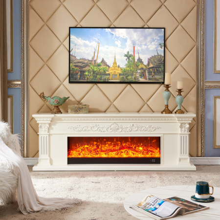 Semineu electric Premium POSEIDON, alb, 1500 W, (I*L*A) :700*2000*330 mm, efect 3D, telecomanda [1]