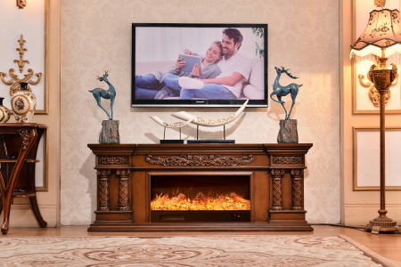 Seminee electrice - Semineu electric Premium GALIOT, maro, 1500 W, (Î*L*A) 700x1800x330 mm, efect 3D, telecomanda