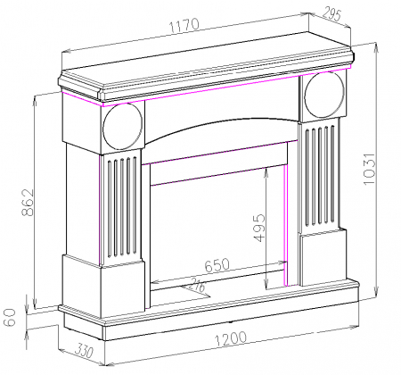 Semineu electric Prometeu Alb cu Galileo Silver, Dimensiuni 1031X1200X330 mm [3]
