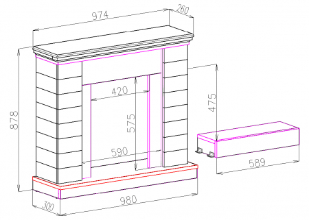 Semineu electric Rock nut & Pluton, Dimensiuni (IxLxA) 883x980x300 mm, Efect 3D, Telecomanda, Termostat ajustabil [1]