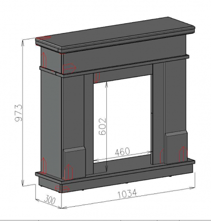 Semineu electric Rodos & Cristina, Dimensiuni 973x1034x300 mm [3]