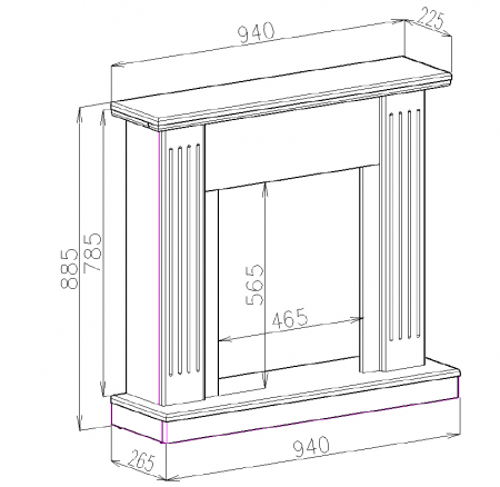 Semineu electric Smile alb & Meridian, Dimensiuni (I*L*A) :885*940*265 mm [3]