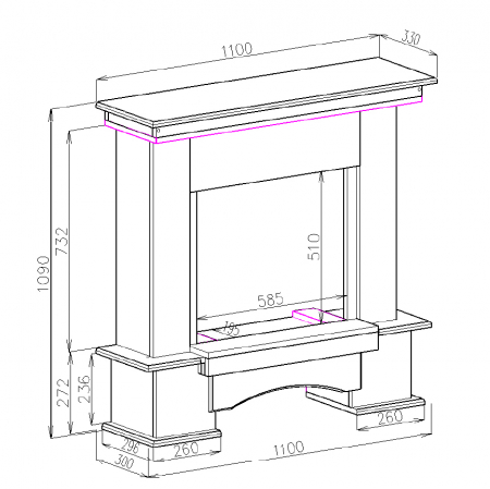 Semineu electric Topaz cu Lorance, Dimensiuni (I*L*A) 1090*1100*330 mm [3]