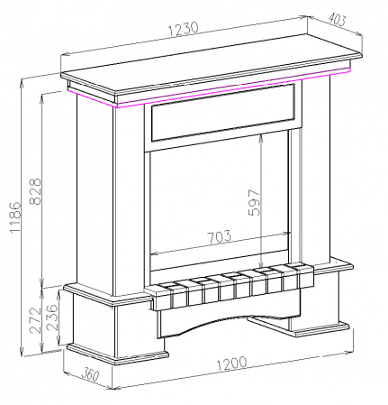 Semineu electric Topaz maxi & Mirabella, Dimensiuni (I*L*A) :1186*1230*403 mm, Efect Sunet, Telecomanda, 1500W [4]
